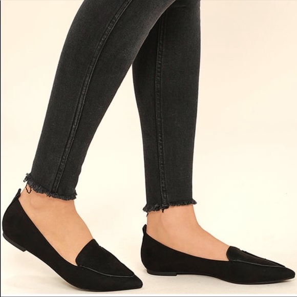 Buckle Shoes - BLACK Pointy Toe Classic Loafer Flats